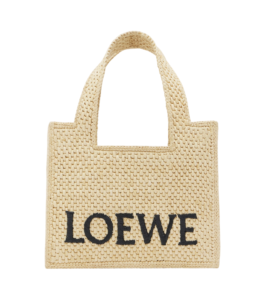 Loewe Logo Mini raffia top-handle bag