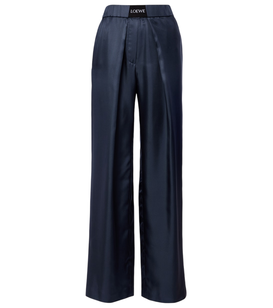Loewe Logo silk wide-leg pants