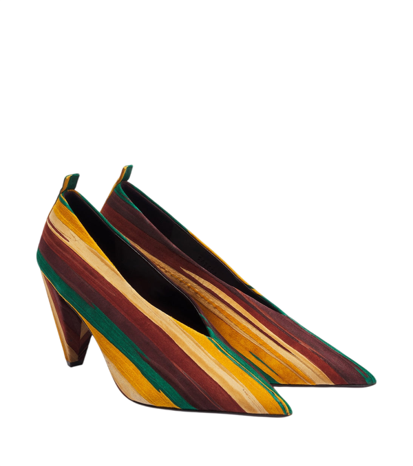 Loewe Décolleté in pelle a righe cubiche Origami