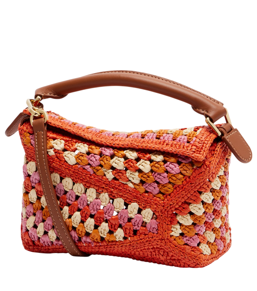 Loewe Paula's Ibiza Puzzle Mini raffia top-handle bag