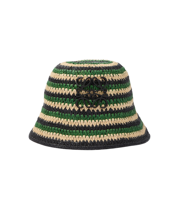 Loewe Cappello a secchiello in rafia a righe Ibiza di Paula