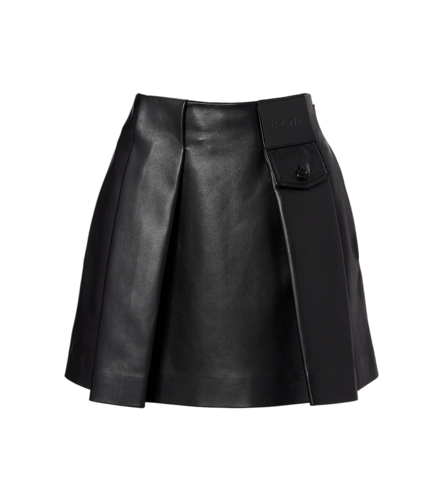 Minifalda plisada de piel de Loewe