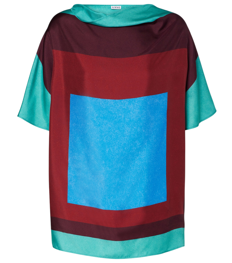 Top de satén de seda estampado de Loewe