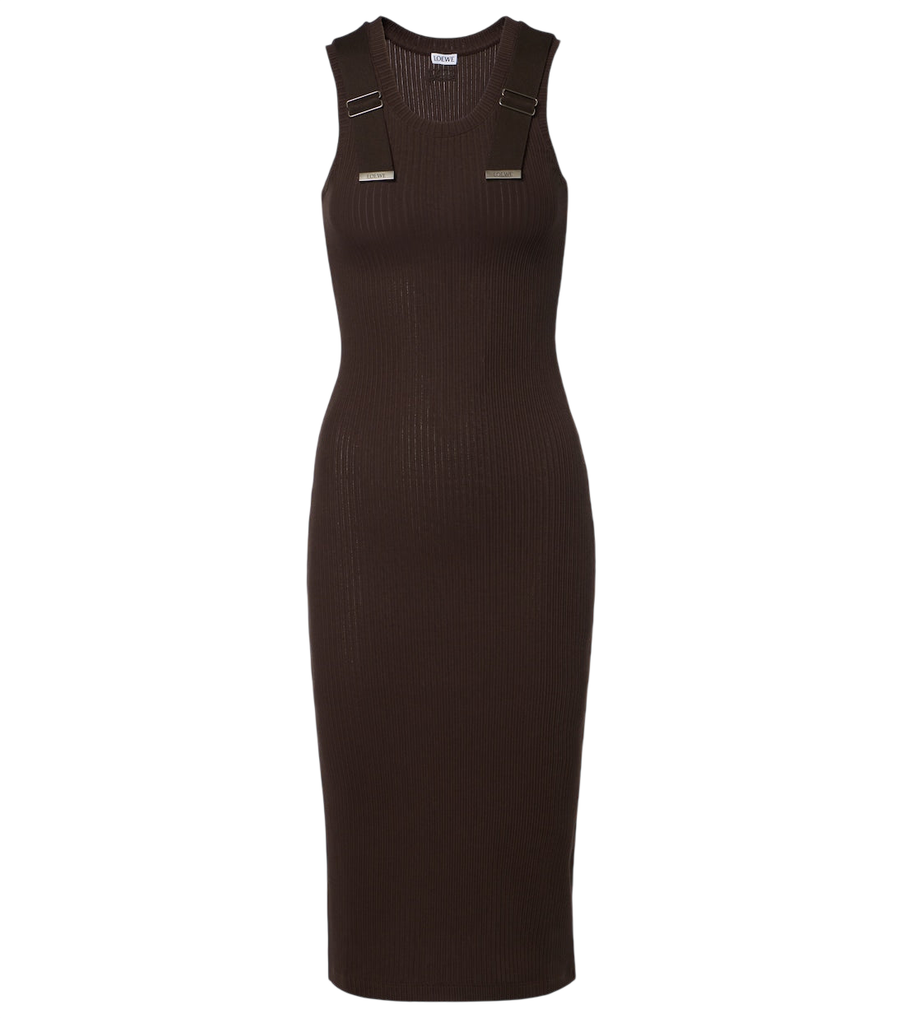 Vestido midi Loewe de punto acanalado en mezcla de algodón