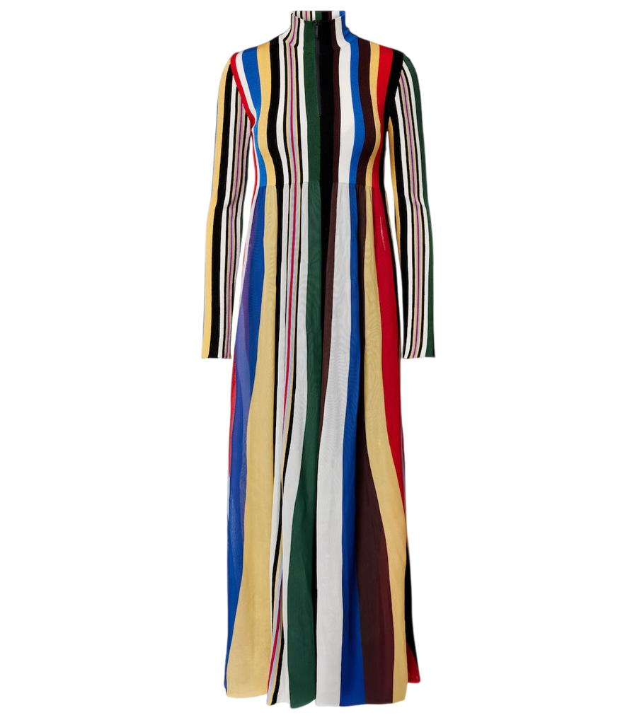 Vestido maxi de punto acanalado a rayas Loewe