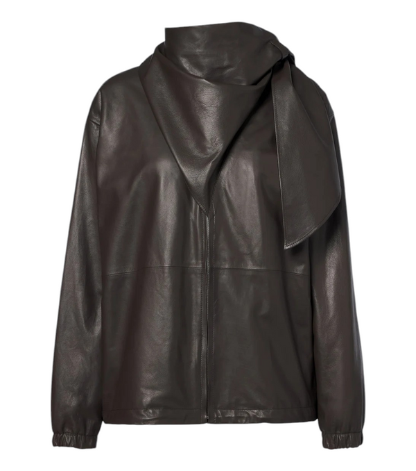 Loewe Scarf-detail leather jacket