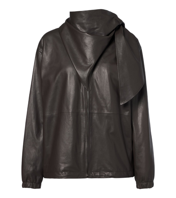 Loewe Scarf-detail leather jacket