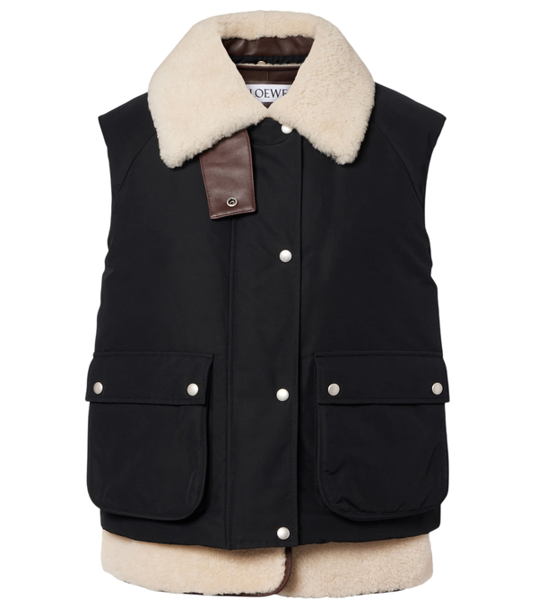 Loewe Shearling-trimmed cotton-blend vest