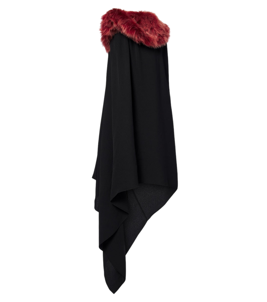 Loewe Shearling-trimmed crêpe midi dress