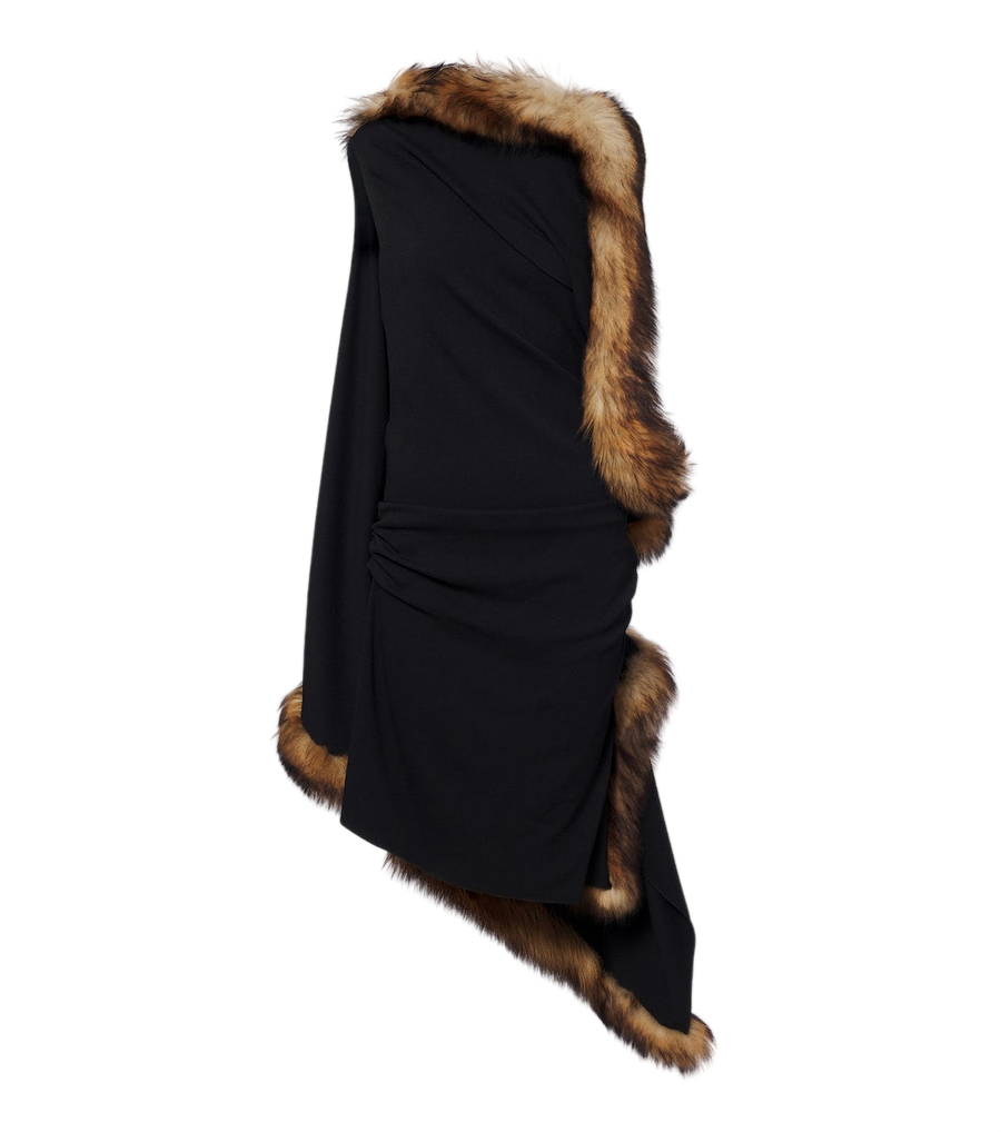 Loewe Shearling-trimmed midi dress