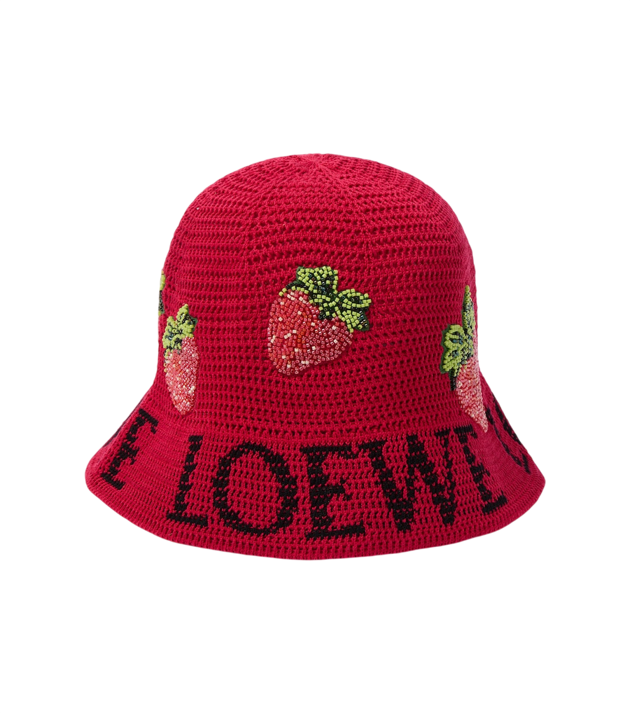 Loewe Strawberry beaded bucket hat