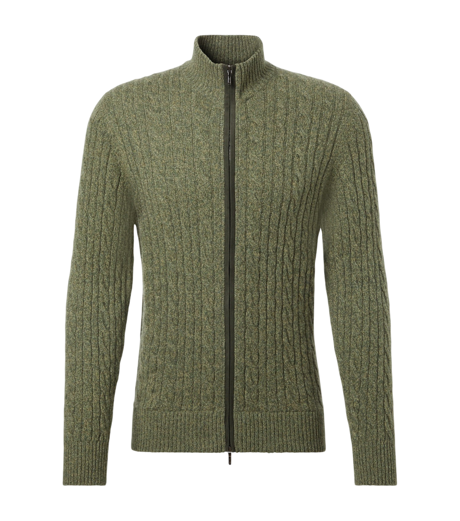 Loro Piana Cable-knit cashmere zip-up sweater