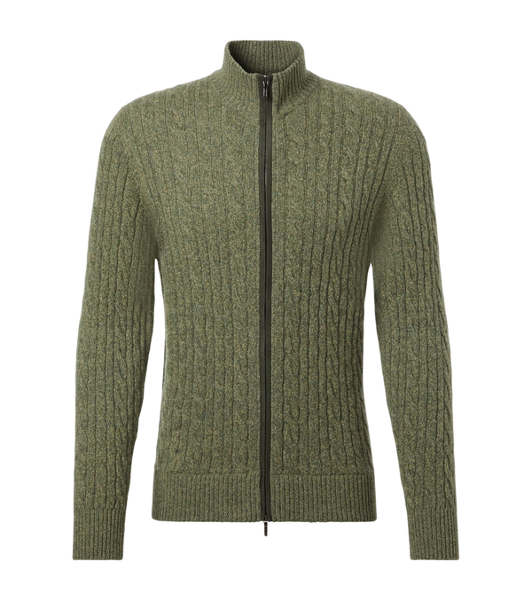 Loro Piana Cable-knit cashmere zip-up sweater