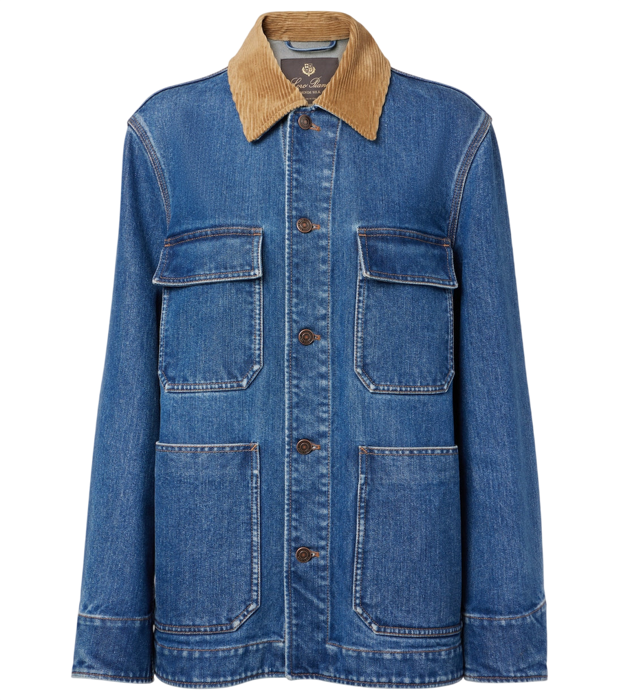 Loro Piana Corduroy-trimmed denim jacket