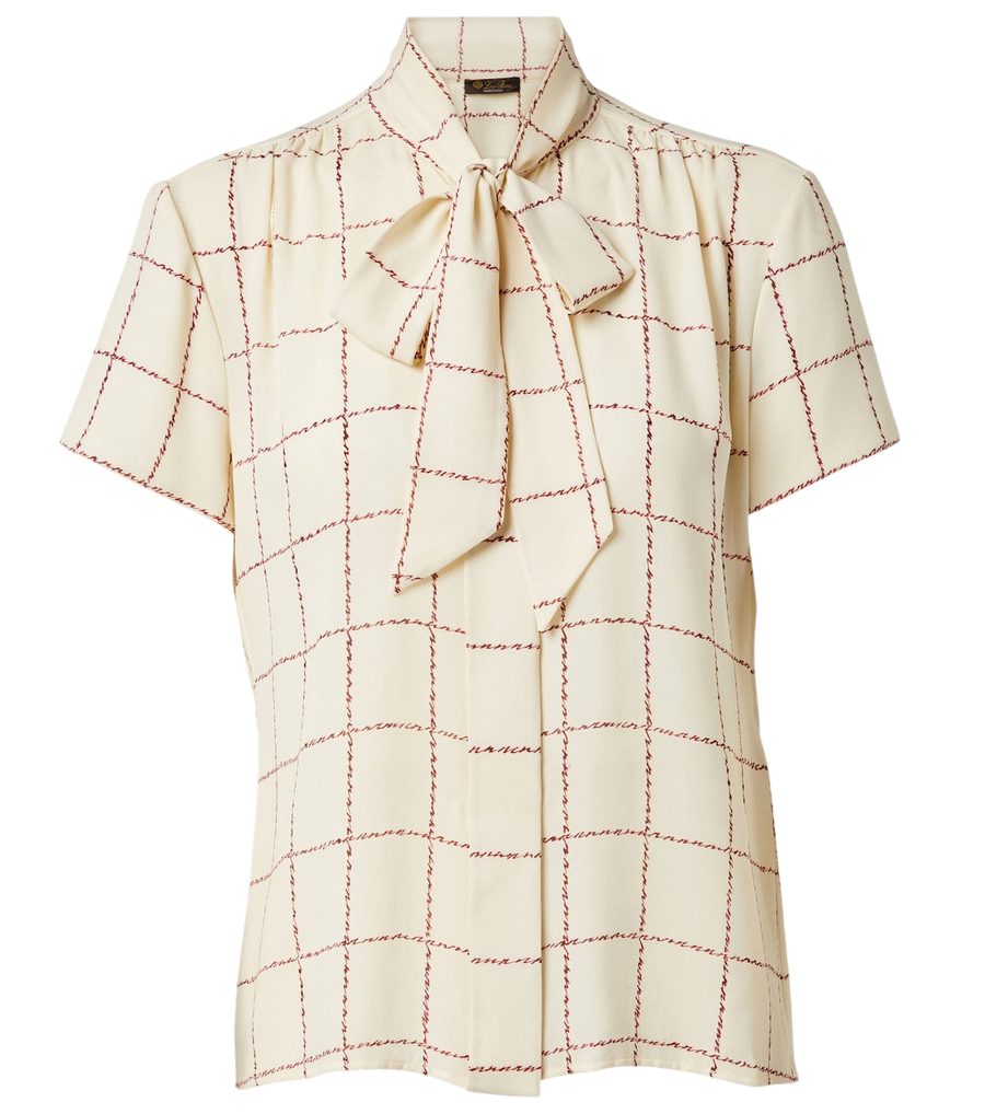 Loro Piana Febe checked silk blouse