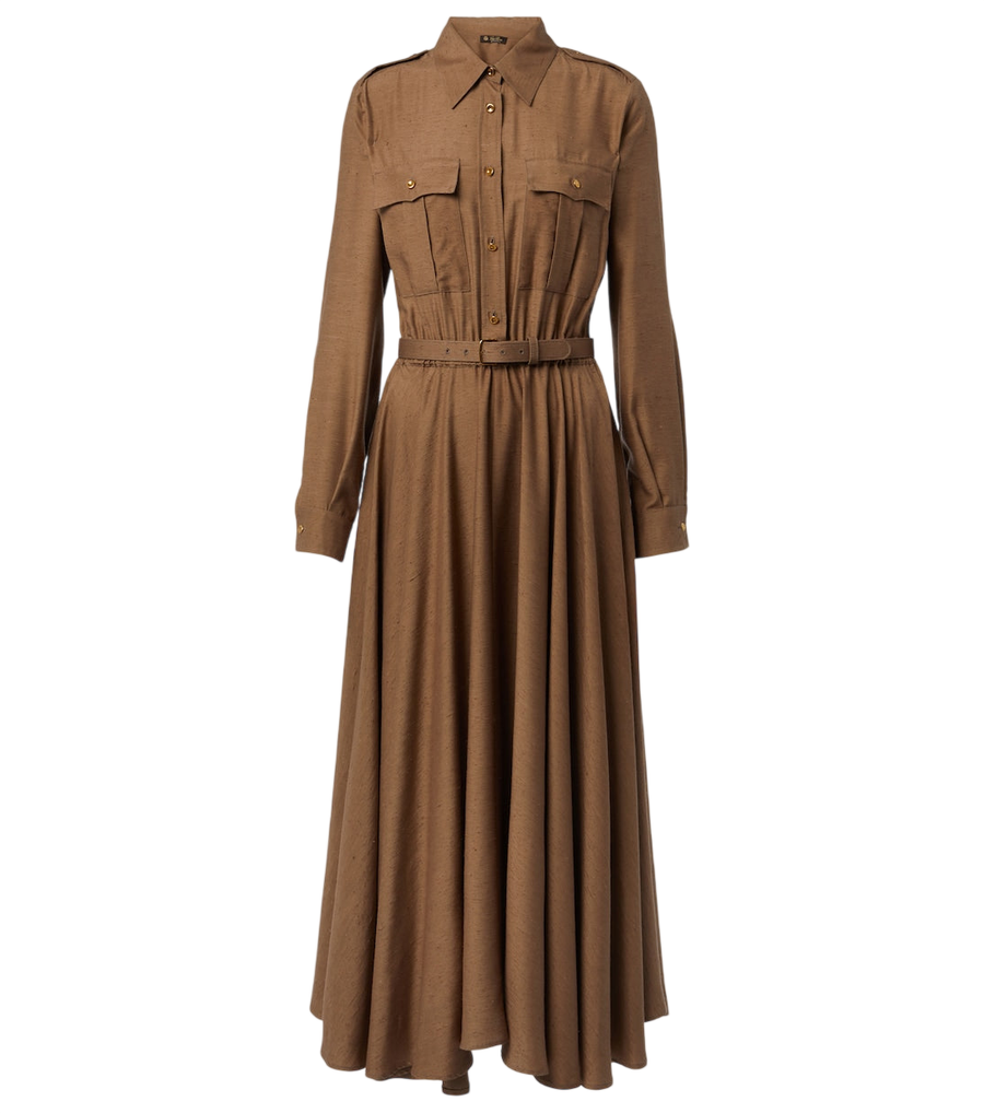 Loro Piana Lela asymmetrical silk shirt dress