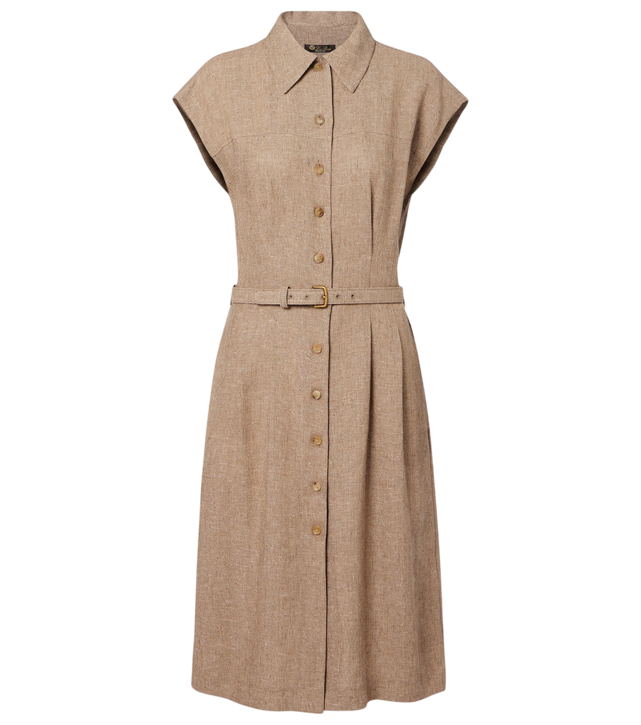 Robe-chemise Loro Piana Maise en crêpe de lin ceinturée
