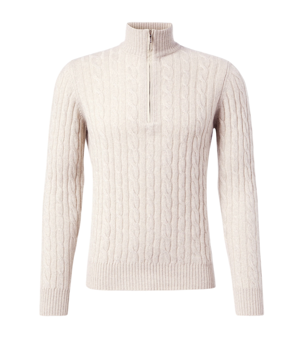 Loro Piana Mezzocollo Treccia cashmere sweater