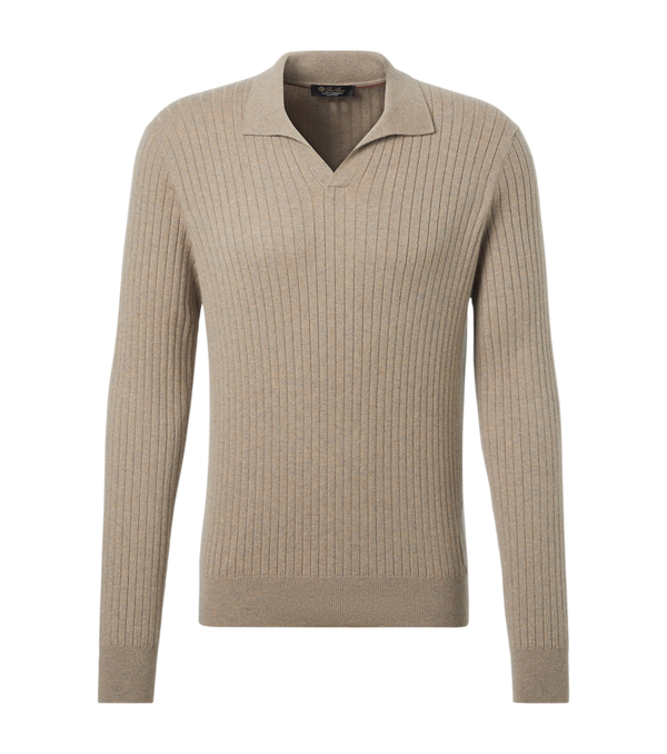Loro Piana Ribbed-knit cashmere polo sweater