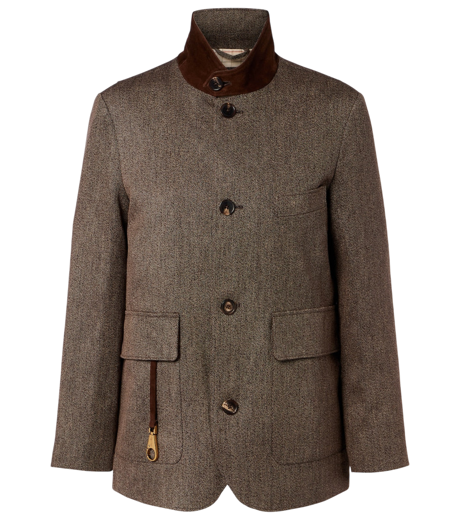 Loro Piana Suede-trimmed linen jacket