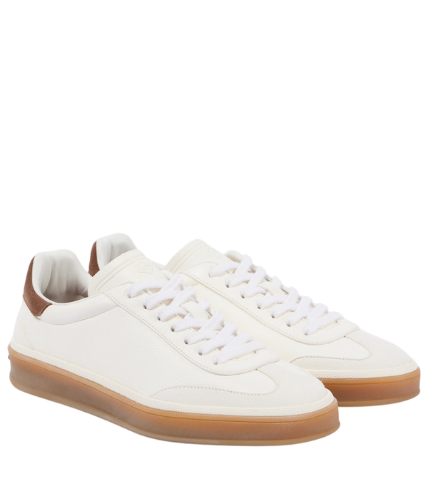 Loro Piana Tennis Walk suede-trimmed leather sneakers