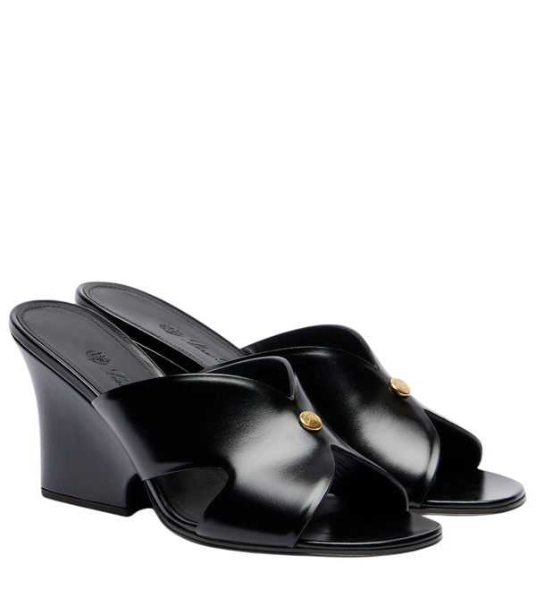 Loro Piana Vera 80 leather wedge mules