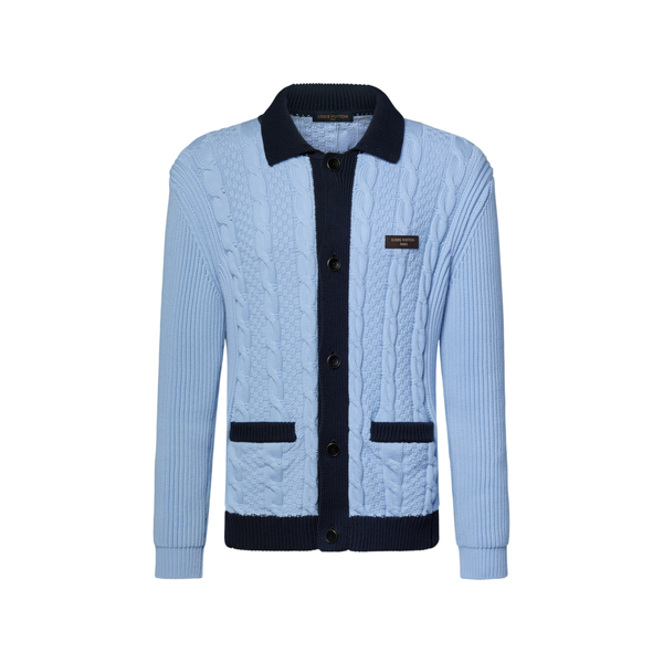 Louis Vuitton Cardigã de malha trançada — Azul claro