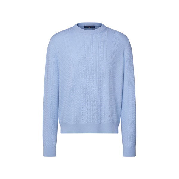 Louis Vuitton Pulôver de gola redonda em lã e cashmere com tranças — Azul claro