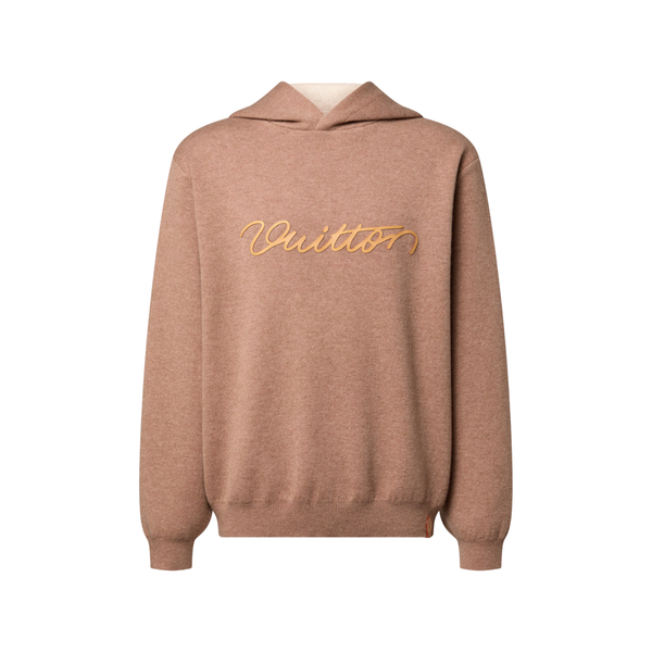 Felpa con cappuccio in cashmere Louis Vuitton con firma Vvn — Beige