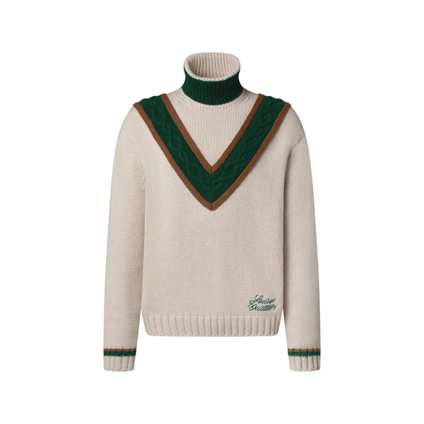 Louis Vuitton Gola alta em tricot com detalhes contrastantes — Bege claro
