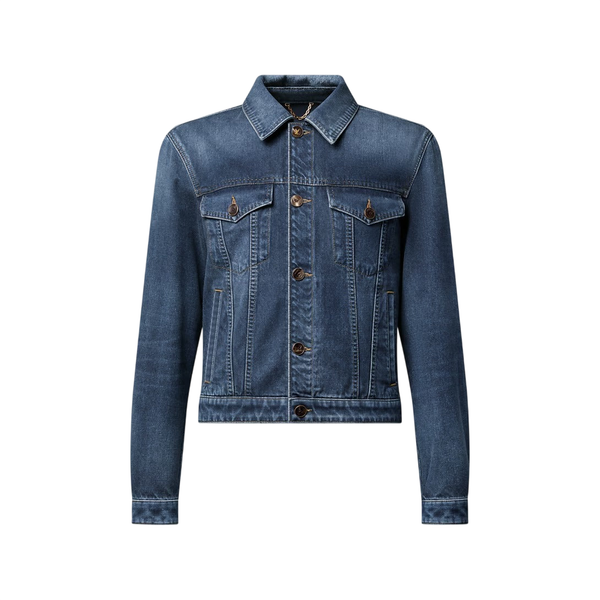 Louis Vuitton Giacca trucker in denim di cotone e cashmere — Blu