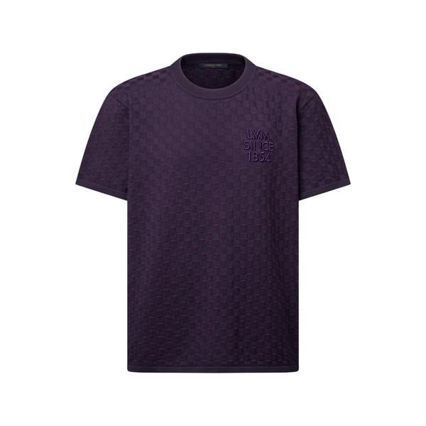Louis Vuitton Maglia girocollo a maniche corte in jacquard Damier — Viola indaco