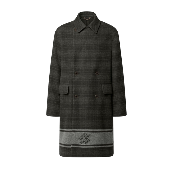 Louis Vuitton Cappotto doppiopetto a quadri Damier — Grigio kaki mélange