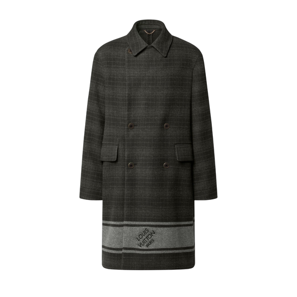 Louis Vuitton Cappotto doppiopetto a quadri Damier — Grigio kaki mélange