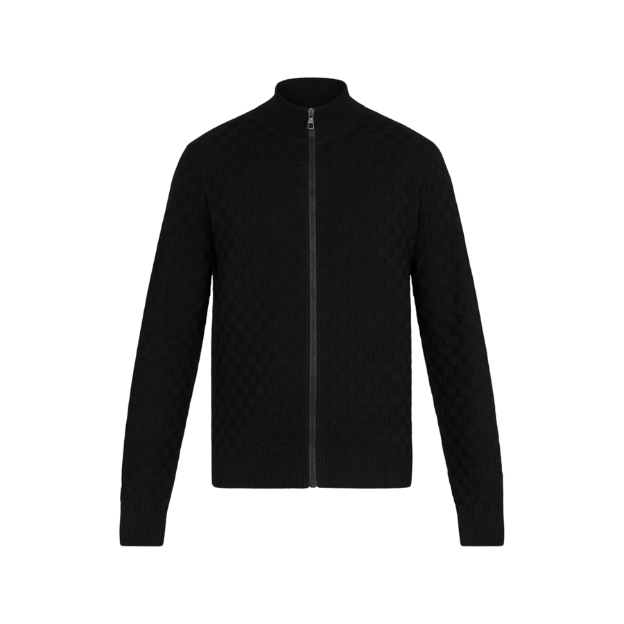 Louis Vuitton Damier Signature Zip-Through Cardigan — Black
