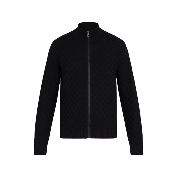 Louis Vuitton Cardigã Damier Signature com Fecho de correr — Preto