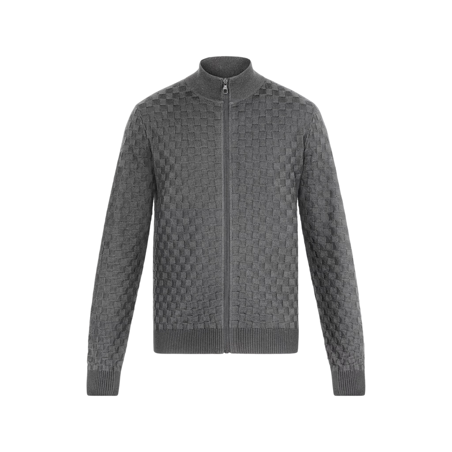 Cárdigan con cremallera Damier Signature de Louis Vuitton — Gris oscuro