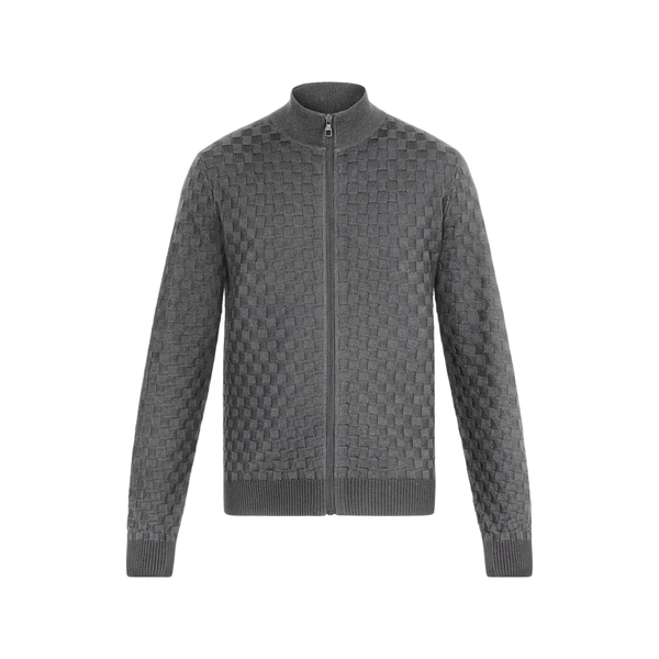 Louis Vuitton Cardigã Damier Signature com Fecho de correr — Cinza Escuro