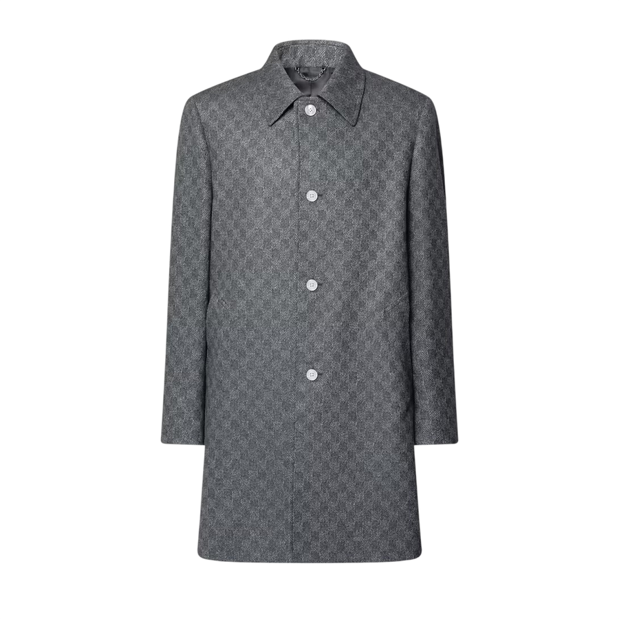 Louis Vuitton Damier Wool Overcoat — Dark Gray