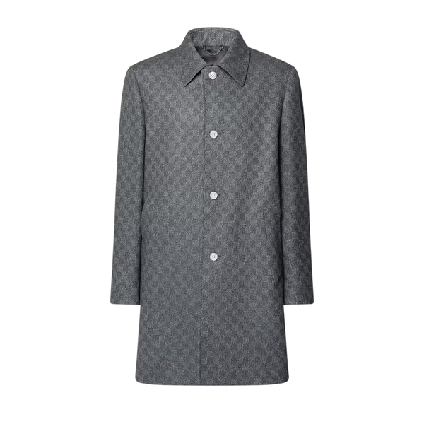 Louis Vuitton Cappotto in lana Damier — Grigio scuro