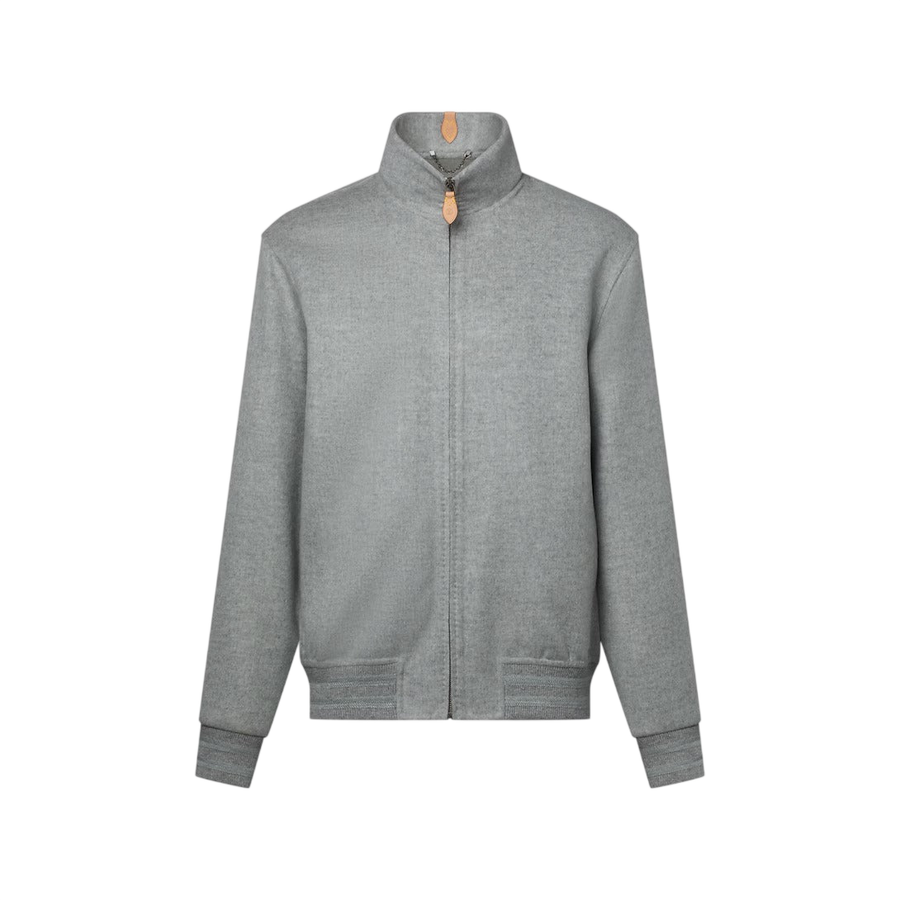 Louis Vuitton Double Face Cashmere-Wool Track Top — Pale Heathered Gray