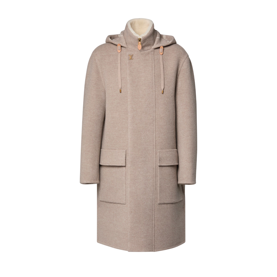 Louis Vuitton Double Face Hooded Coat — Heathered Beige Gray