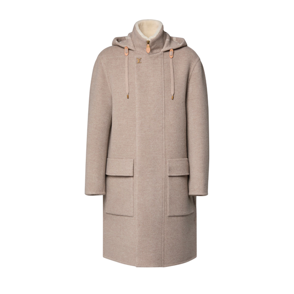 Louis Vuitton Cappotto con cappuccio a doppio strato — Grigio beige mélange