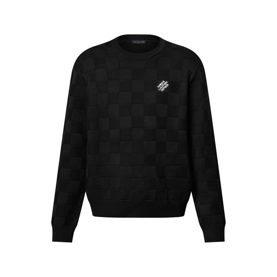 Louis Vuitton Pullover Damier in lana decorato — Nero