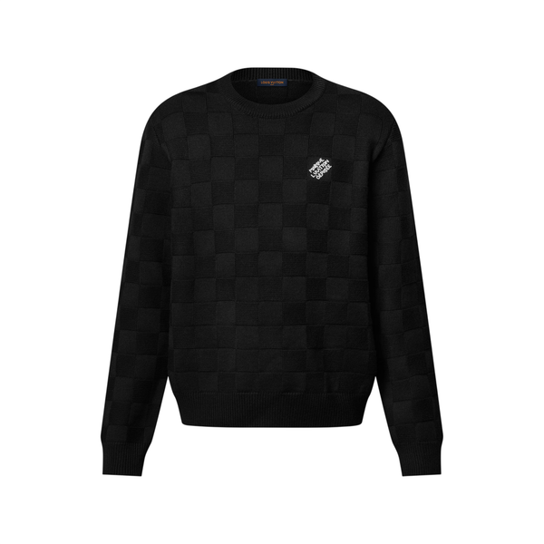 Louis Vuitton Pullover Damier in lana decorato — Nero