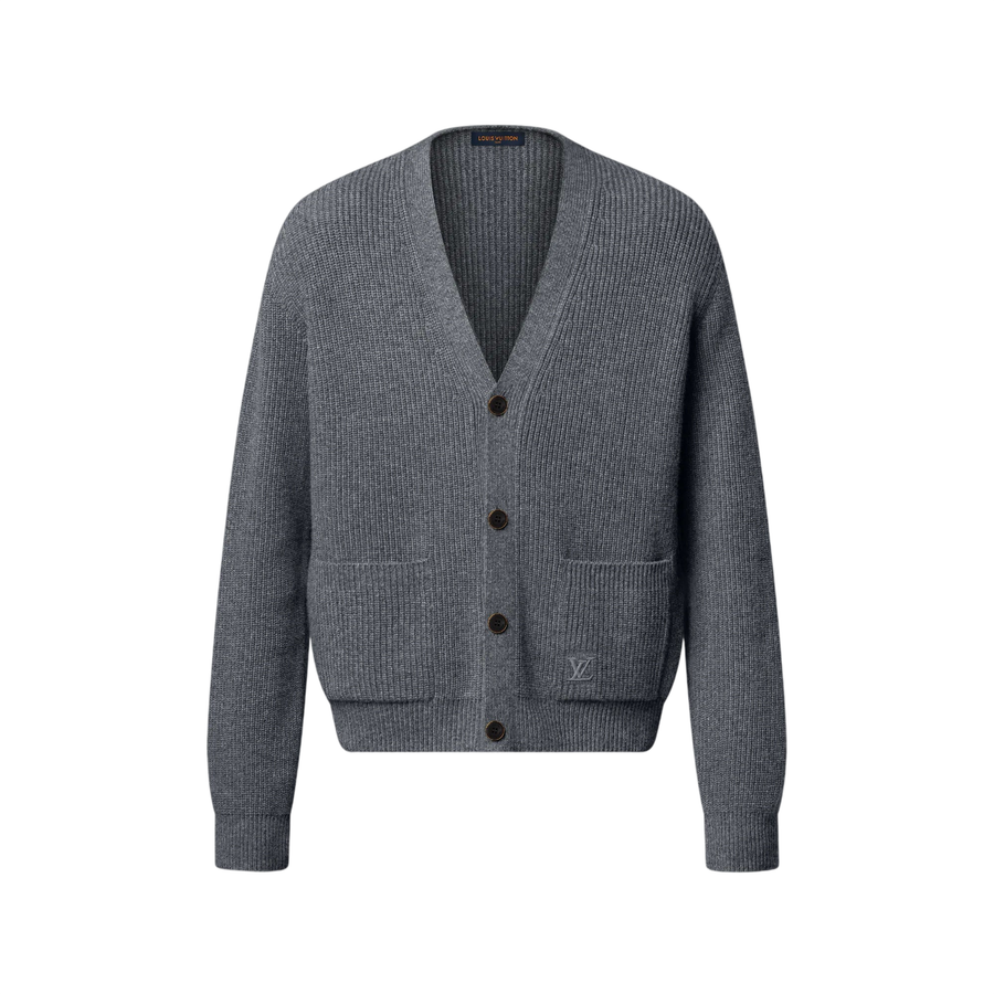 Cardigan en cachemire à signature brodée Louis Vuitton
 — Gris chiné foncé