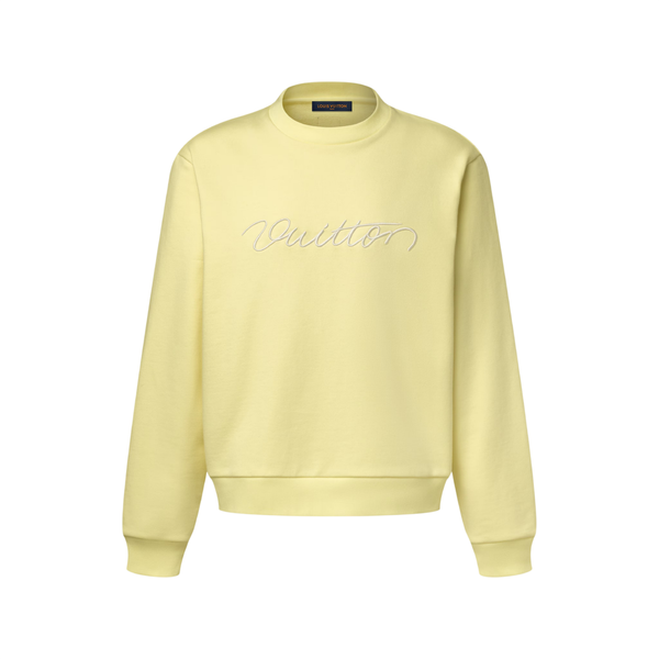 Louis Vuitton Maglia girocollo con firma ricamata — Vaniglia francese