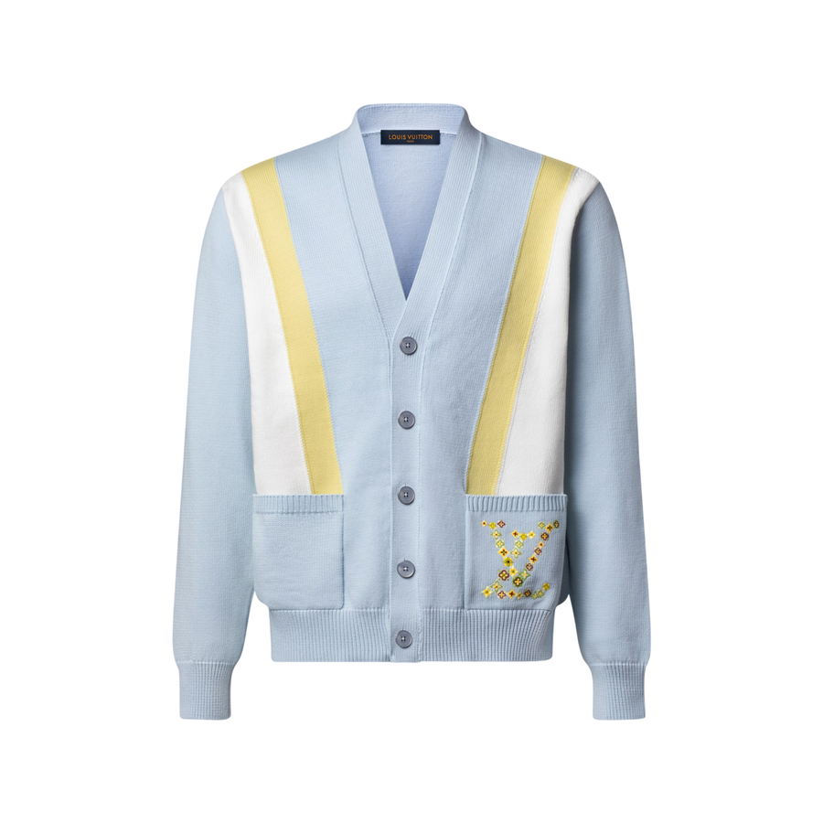 Louis Vuitton Embroidered Signature Jacquard Cardigan — Artic Ice