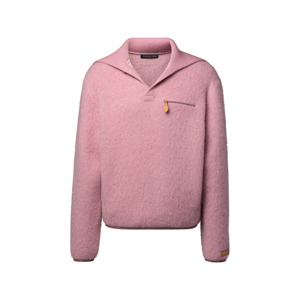 Louis Vuitton Pullover in pile con colletto lavorato a maglia — Rosa antico