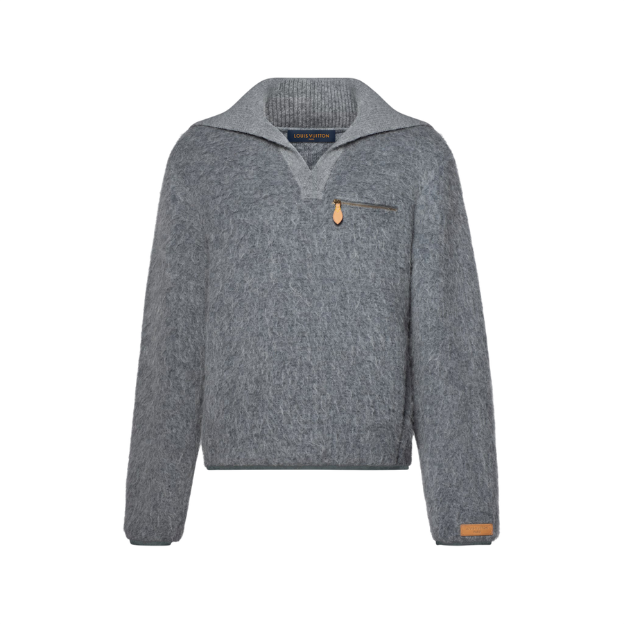 Louis Vuitton Pullover in pile con colletto lavorato a maglia — Grigio